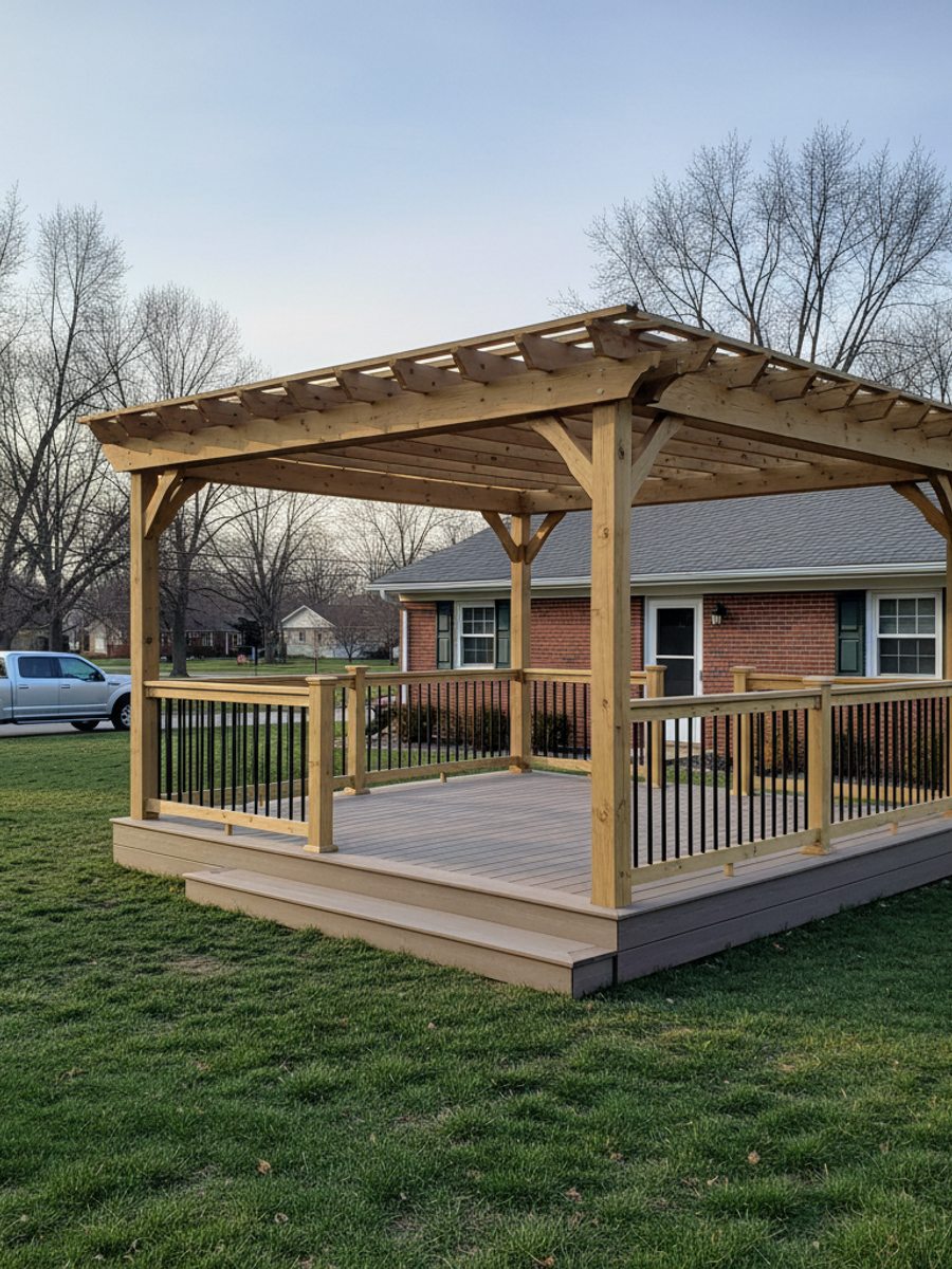 Custom Deck Design completed by Absolute Deck Solutions in Piqua, OH